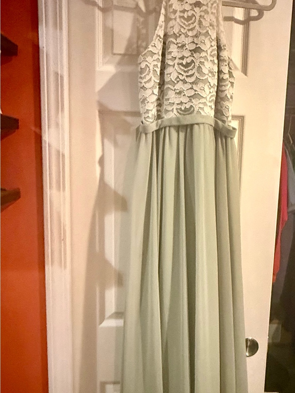 Azazie Girls Lace Bodice Maxi Dress in Sage Green